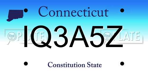 IQ3A5Z Connecticut License Plate
