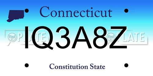 IQ3A8Z Connecticut License Plate