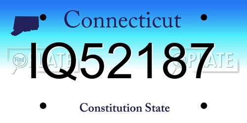 IQ52187 Connecticut License Plate