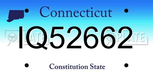 IQ52662 Connecticut License Plate
