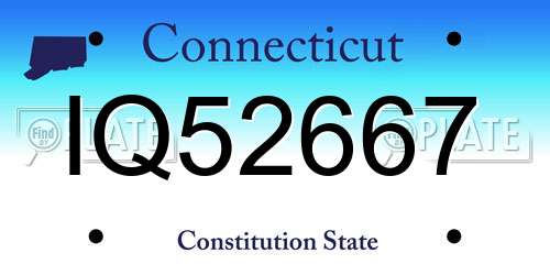 IQ52667 Connecticut License Plate