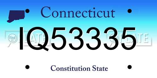 IQ53335 Connecticut License Plate