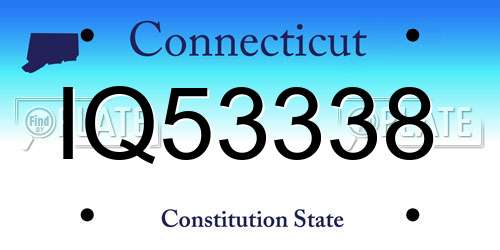 IQ53338 Connecticut License Plate