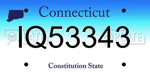 IQ53343 Connecticut License Plate
