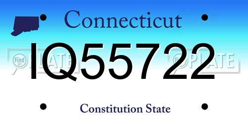 IQ55722 Connecticut License Plate