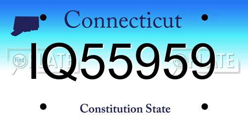 IQ55959 Connecticut License Plate