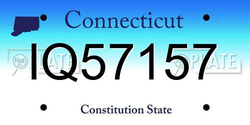 IQ57157 Connecticut License Plate