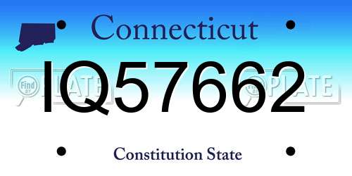 IQ57662 Connecticut License Plate