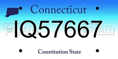 IQ57667 Connecticut License Plate