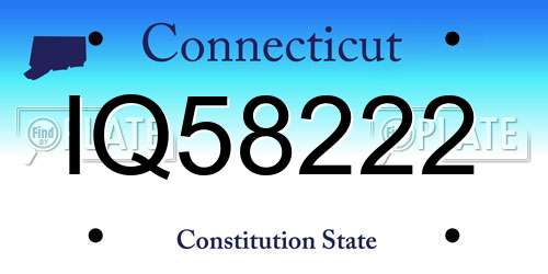IQ58222 Connecticut License Plate