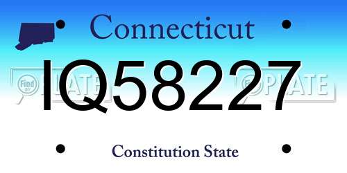 IQ58227 Connecticut License Plate