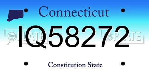 IQ58272 Connecticut License Plate