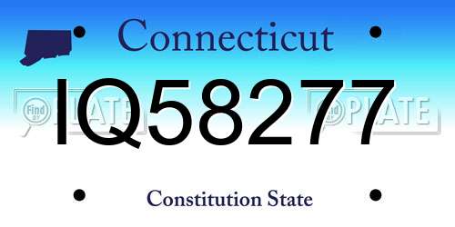 IQ58277 Connecticut License Plate