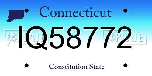 IQ58772 Connecticut License Plate