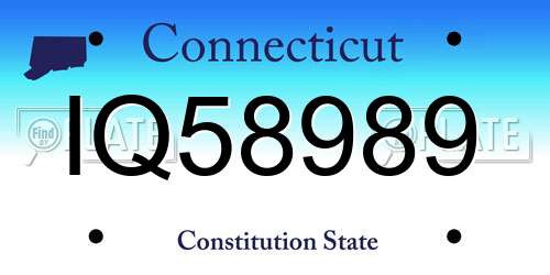 IQ58989 Connecticut License Plate
