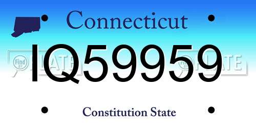 IQ59959 Connecticut License Plate