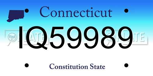 IQ59989 Connecticut License Plate