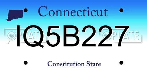 IQ5B227 Connecticut License Plate