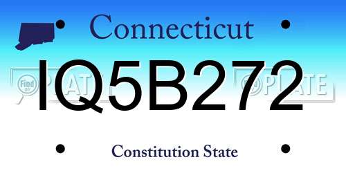 IQ5B272 Connecticut License Plate