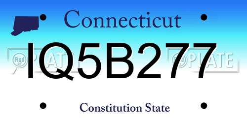 IQ5B277 Connecticut License Plate