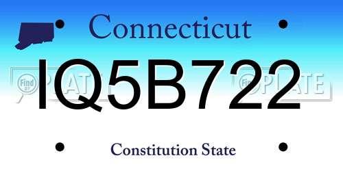 IQ5B722 Connecticut License Plate