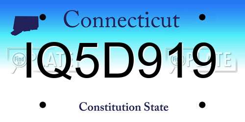 IQ5D919 Connecticut License Plate
