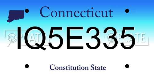 IQ5E335 Connecticut License Plate