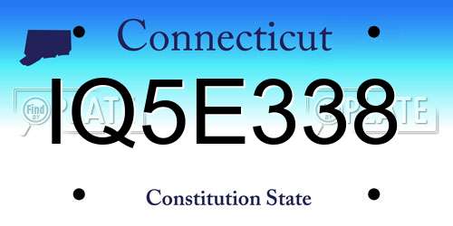 IQ5E338 Connecticut License Plate