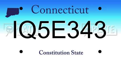 IQ5E343 Connecticut License Plate