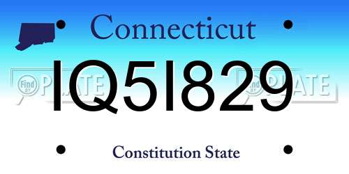 IQ5I829 Connecticut License Plate