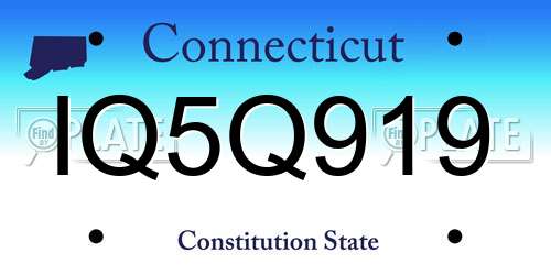 IQ5Q919 Connecticut License Plate