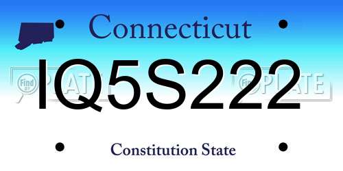 IQ5S222 Connecticut License Plate