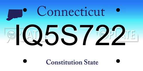 IQ5S722 Connecticut License Plate