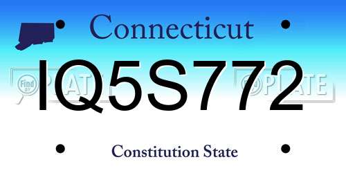 IQ5S772 Connecticut License Plate