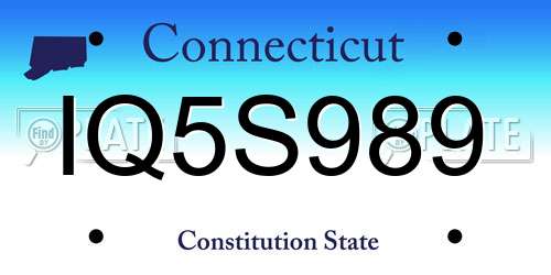 IQ5S989 Connecticut License Plate