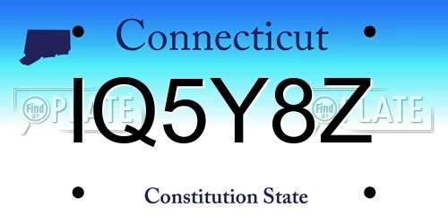 IQ5Y8Z Connecticut License Plate