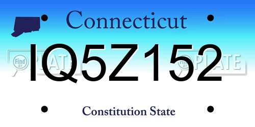 IQ5Z152 Connecticut License Plate