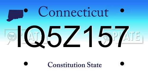 IQ5Z157 Connecticut License Plate