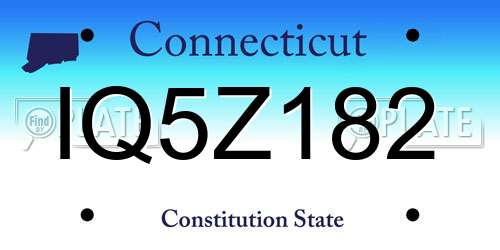 IQ5Z182 Connecticut License Plate