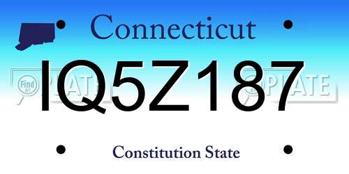 IQ5Z187 Connecticut License Plate
