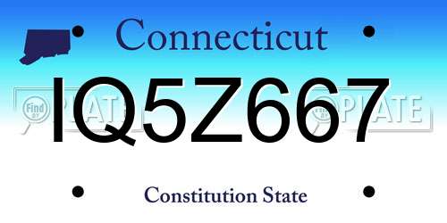 IQ5Z667 Connecticut License Plate