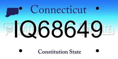 IQ68649 Connecticut License Plate