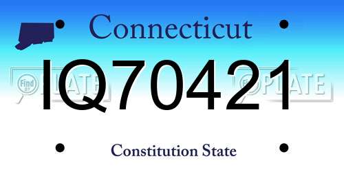 IQ70421 Connecticut License Plate