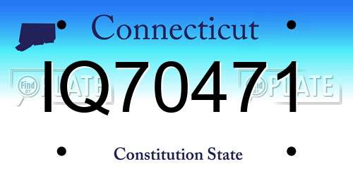 IQ70471 Connecticut License Plate