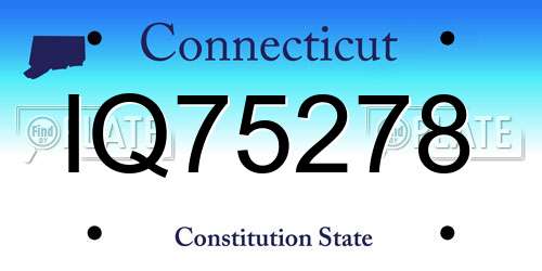 IQ75278 Connecticut License Plate