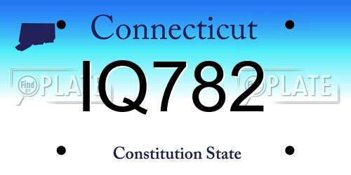 IQ782 Connecticut License Plate