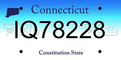 IQ78228 Connecticut License Plate