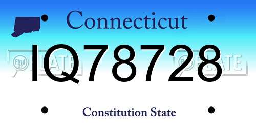IQ78728 Connecticut License Plate