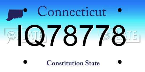 IQ78778 Connecticut License Plate