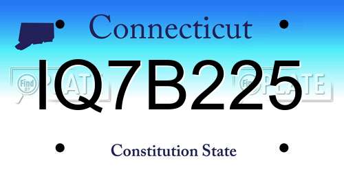 IQ7B225 Connecticut License Plate